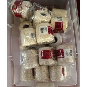12 Balls Coats Big Ball Crochet Cotton Thread – White – Size 10 – New Sealed Lot
